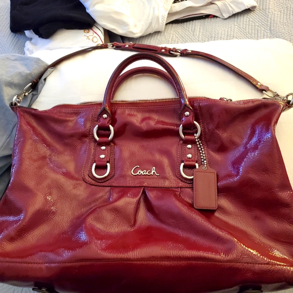Coach Ashley convertible/burgundy patent leather.